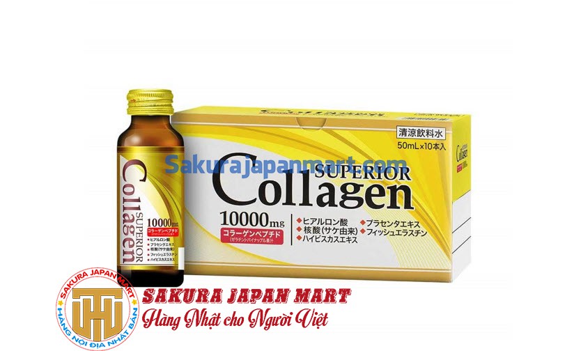 Nước uống Superior Collagen 10000mg Nhật Bản (Hộp 10 chai x 50ml)